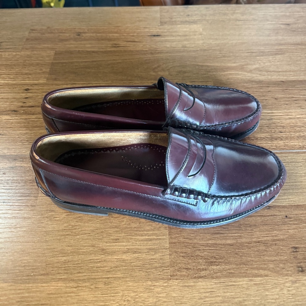 Johnston & Murphy Hayes Penny Loafers - Size 12 - LIKE NEW -  Burgundy